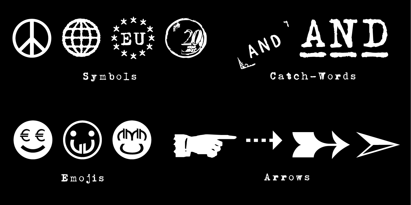 Пример шрифта Euro Icon Kit Symbols Symbols DEMO